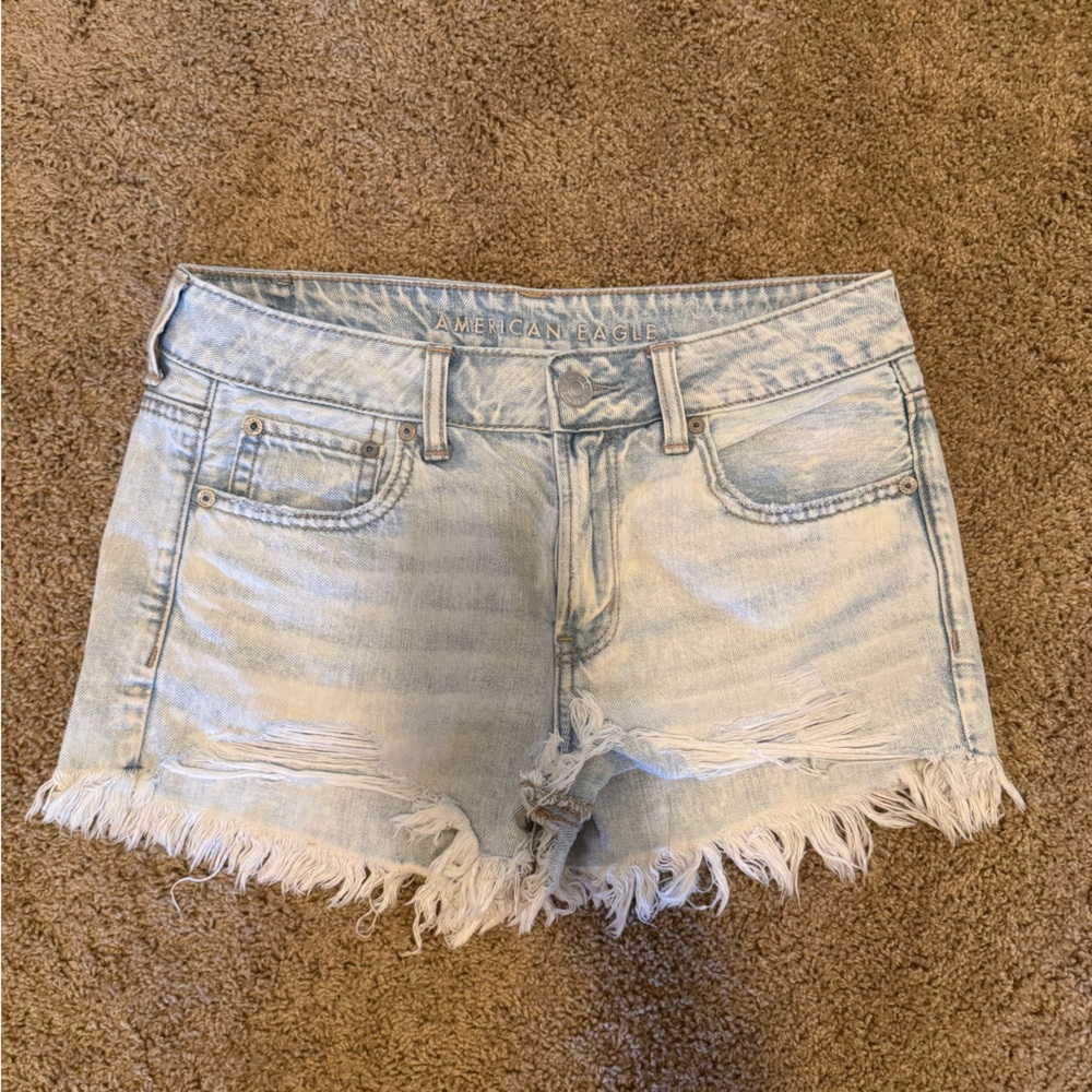 American Eagle Outfitters Frayed Light Blue Jean Shorts